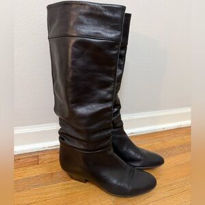 VTG Sudini Black Leather Knee High Boots Size 6B Made in Italy